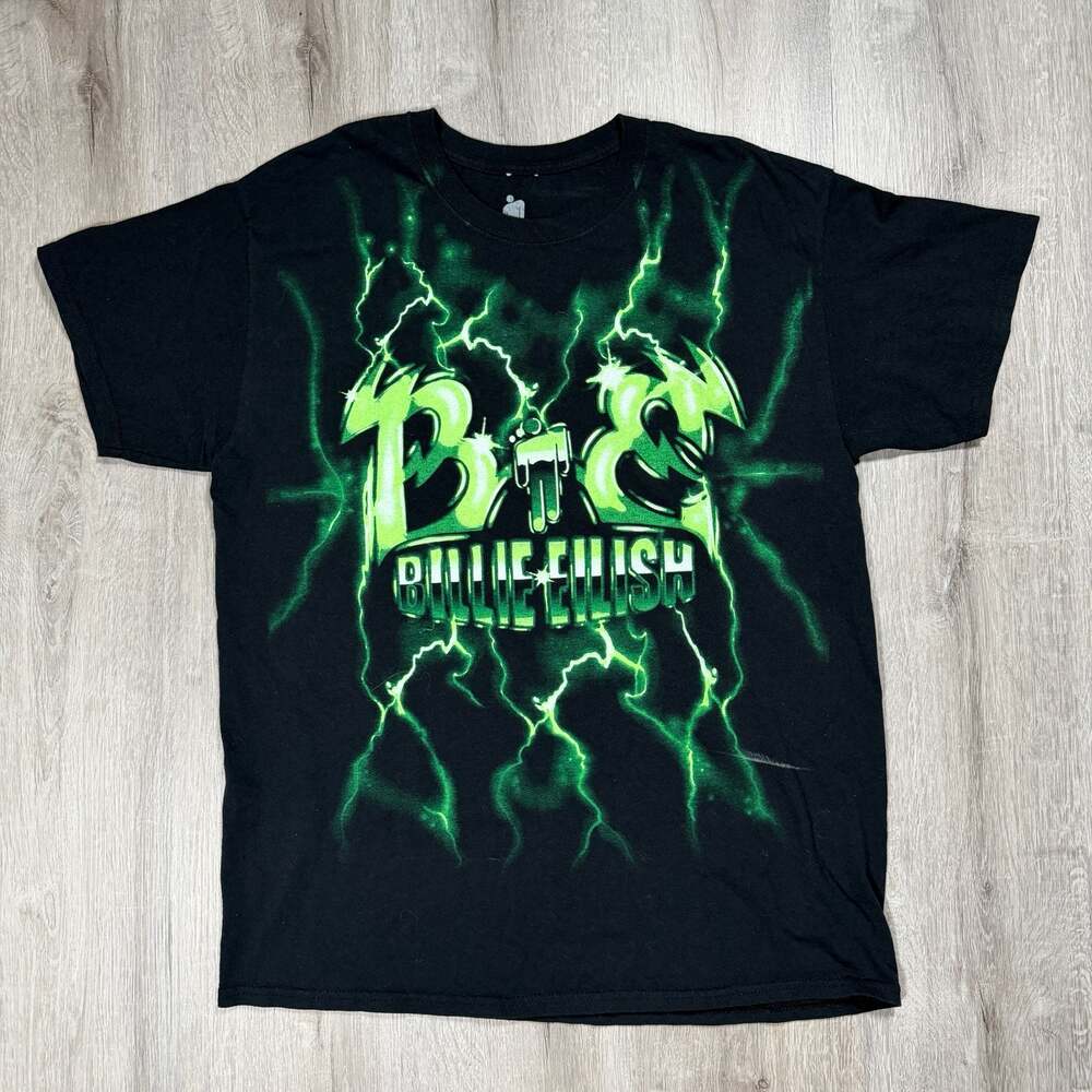 Unisex Billie Eilish Blohsh Green Lightning Graphic T-Shirt